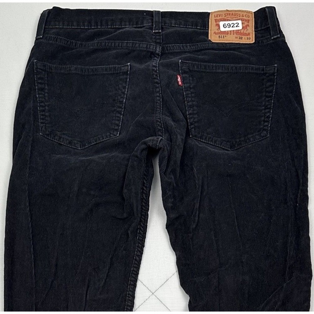Levi's 511 Corduroy Pants Men's 32x32 Black Slim Fit Straight Leg Stretch Jeans